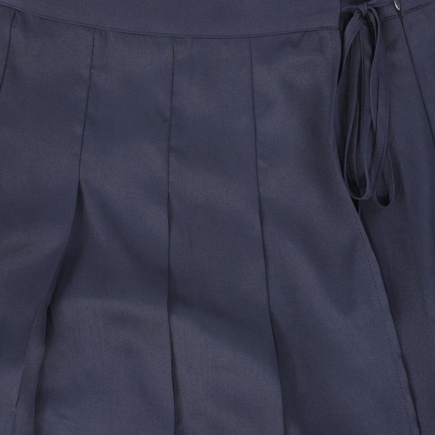 VALENTINA NAVY SILK PLEATED WRAP SKIRT