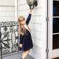 NOUNELLE NAVY  VELVET LACE TRIM DRESS