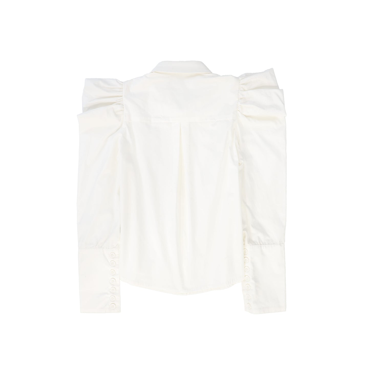 VALENTINA WHITE POINTED SHOULDER PUFF BLOUSE