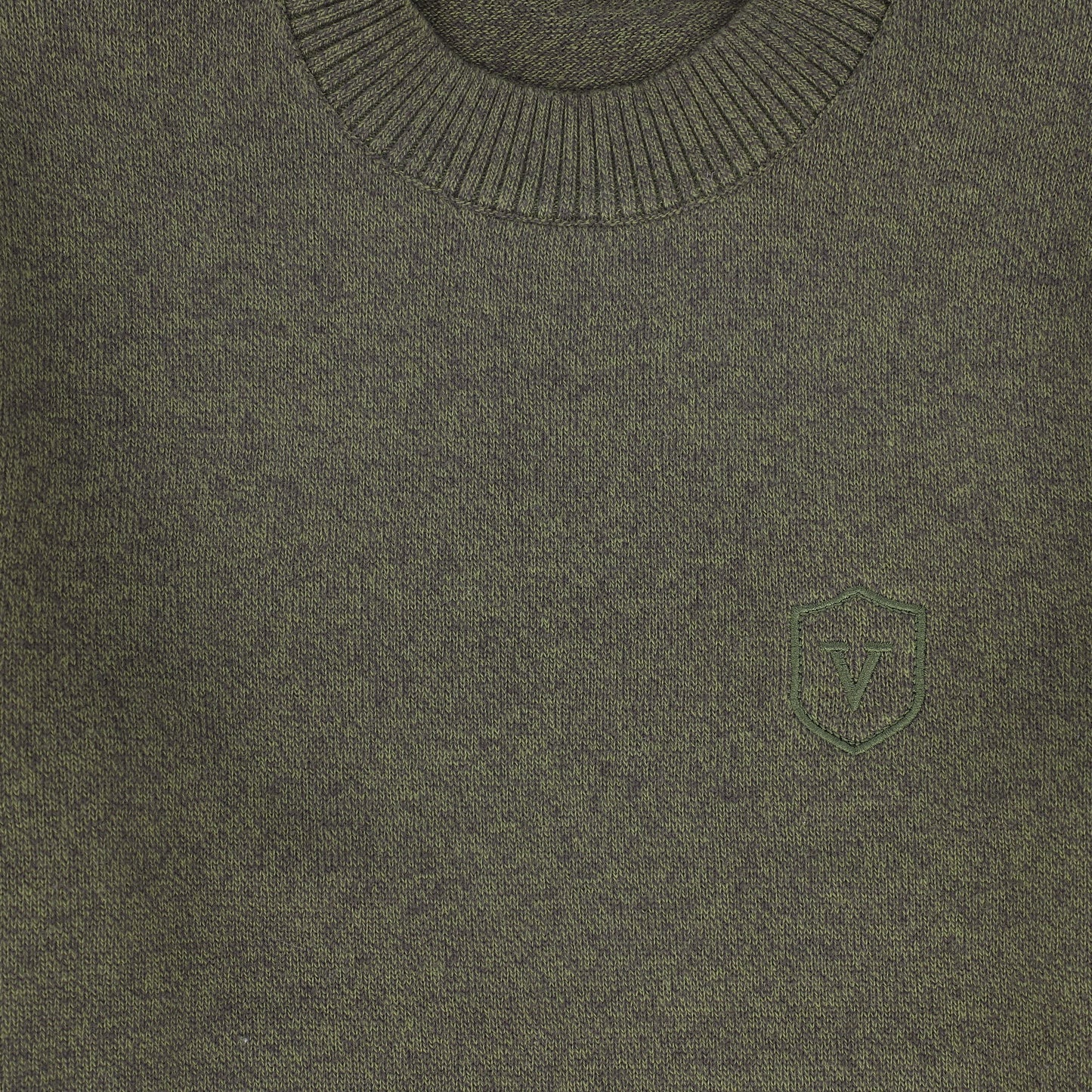 VALENTINA GREEN MARLED CREW NECK SWEATER