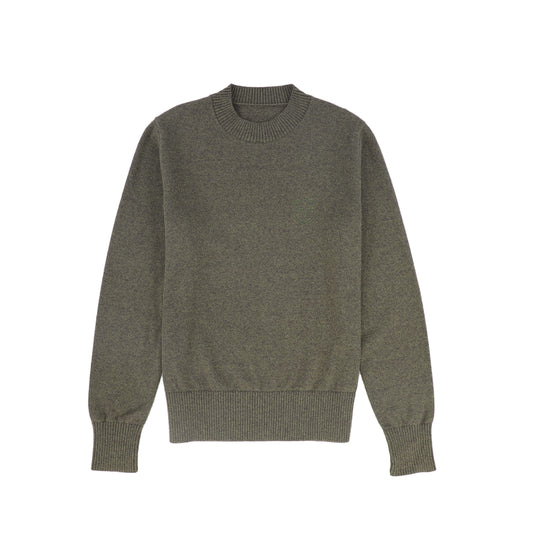 VALENTINA GREEN MARLED CREW NECK SWEATER