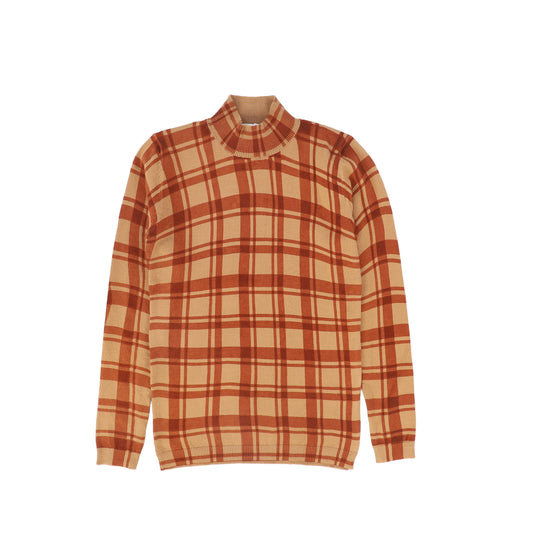 VIBE CAMEL PLAID TURTLENECK