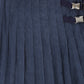 VALENTINA NAVY PLEATED BUCKLE MIDI SKIRT