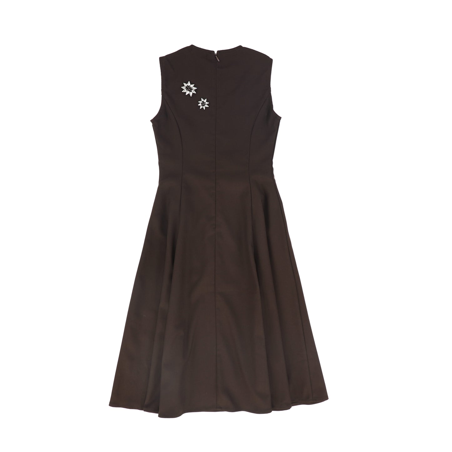 VALENTINA BROWN WOOL SWING EMBELLISHED JUMPER