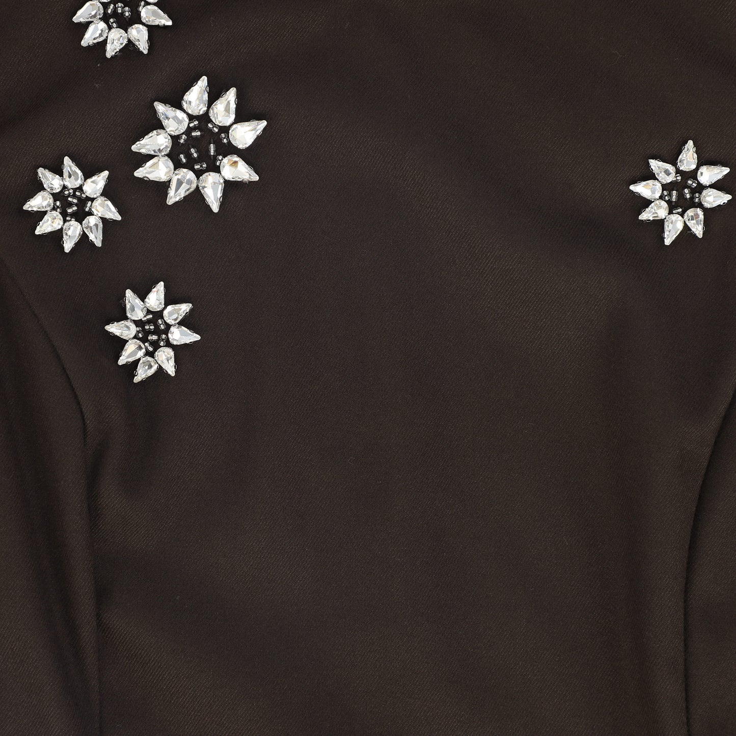 VALENTINA BROWN WOOL SWING EMBELLISHED JUMPER