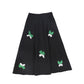 VALENTINA BLACK SCATTERED EMBROIDERY MIDI SKIRT