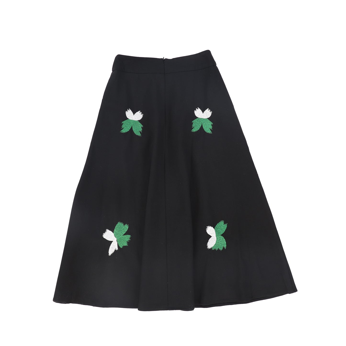 VALENTINA BLACK SCATTERED EMBROIDERY MIDI SKIRT