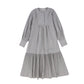 VALENTINA LIGHT GREY WOOL BOTTOM PLEATED DRESS