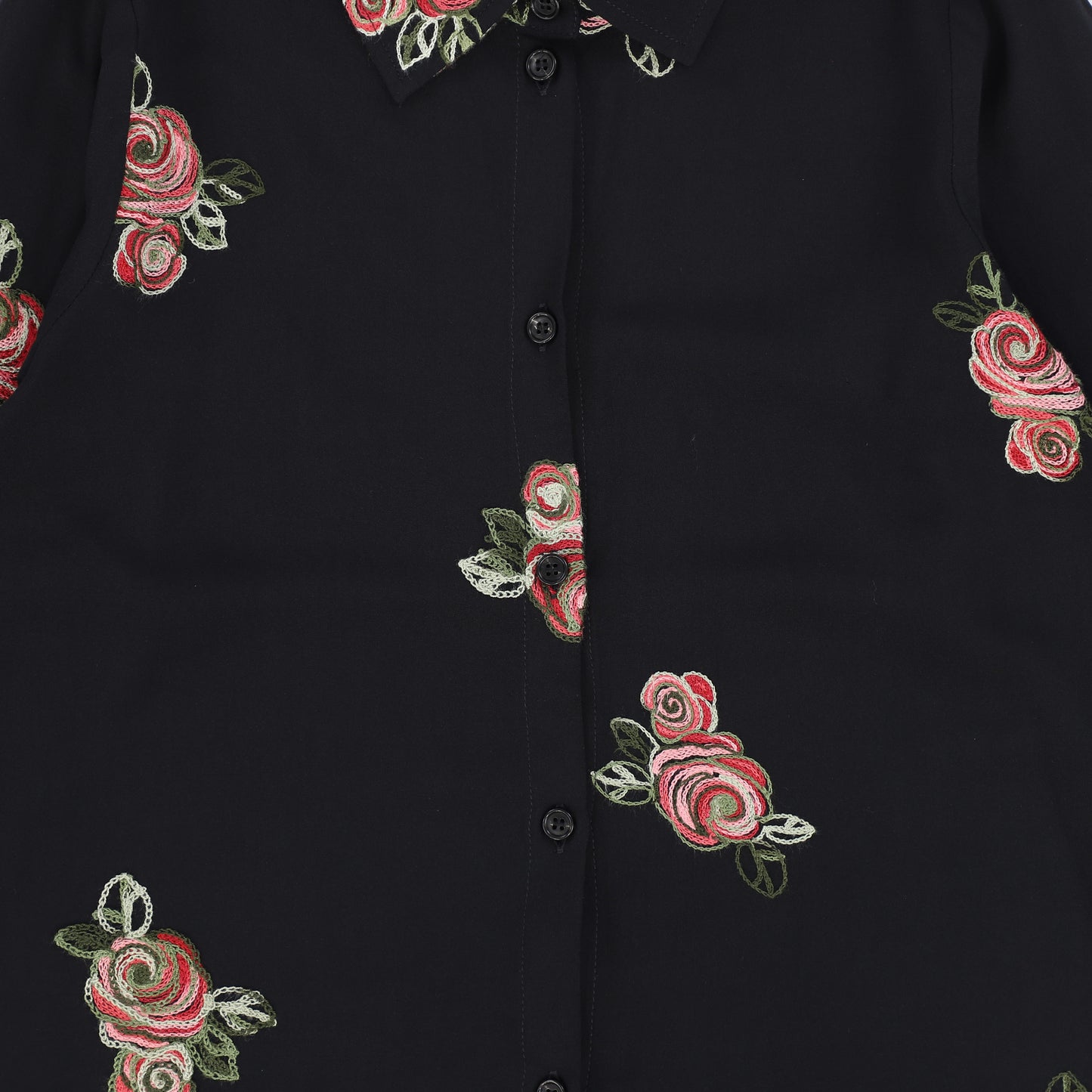 OLIVIA ROHDE BLACK EMBROIDERED FLOWER BLOUSE