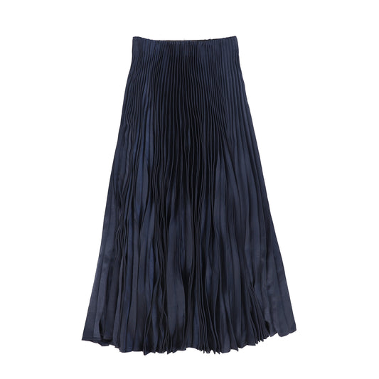 TUSTELLO NAVY TINY PLEAT MIDI SKIRT