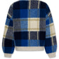 A076 BLUE/BEIGE PLAID SWEATER