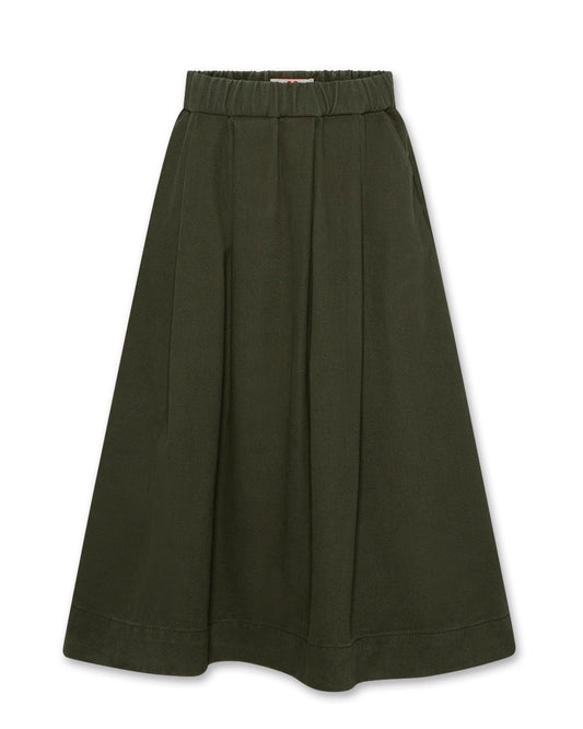 A076 FOREST GREEN MIDI SKIRT