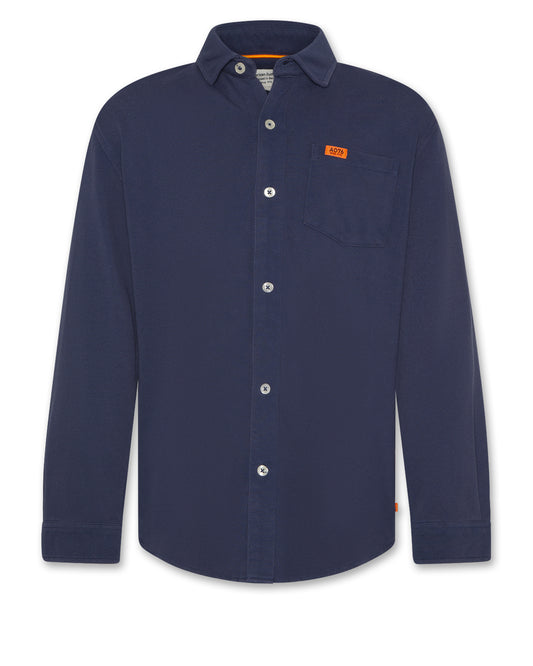 A076 NAVY PIQUE COLLAR SHIRT