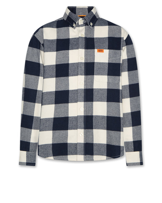 A076 NAVY PLAID COLLAR SHIRT