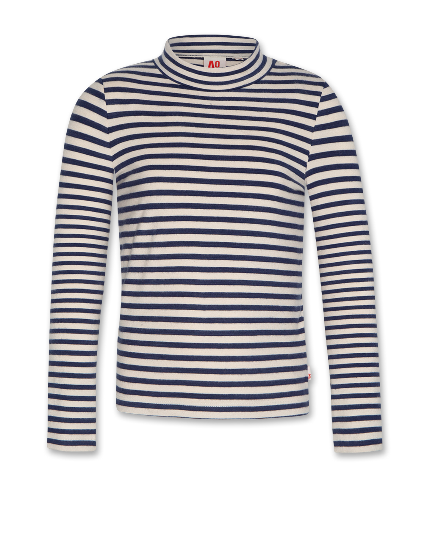 AO76 BLUE/WHITE STRIPED MOCK NECK T-SHIRT