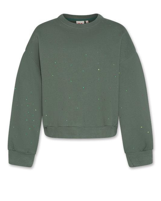 AO76 FOREST GREEN RHINESTONE SWEATSHIRT