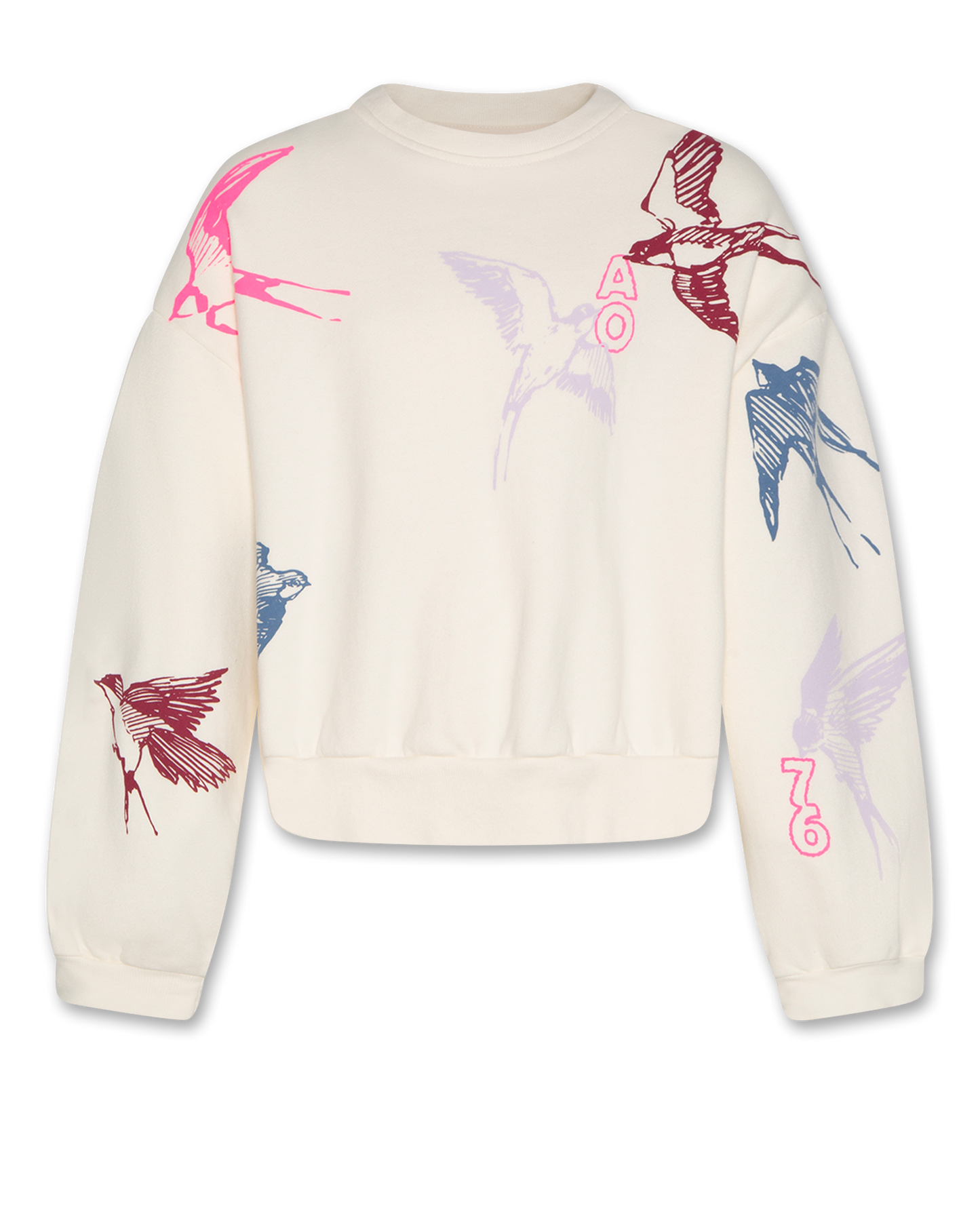 AO76 IVORY BIRD PRINT SWEATSHIRT
