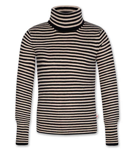 AO76 BLACK/WHITE STRIPED TURTLENECK T-SHIRT