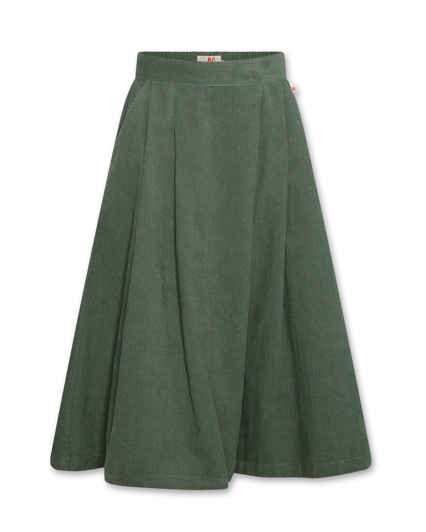 AO76 FOREST GREEN A-LINE MIDI SKIRT