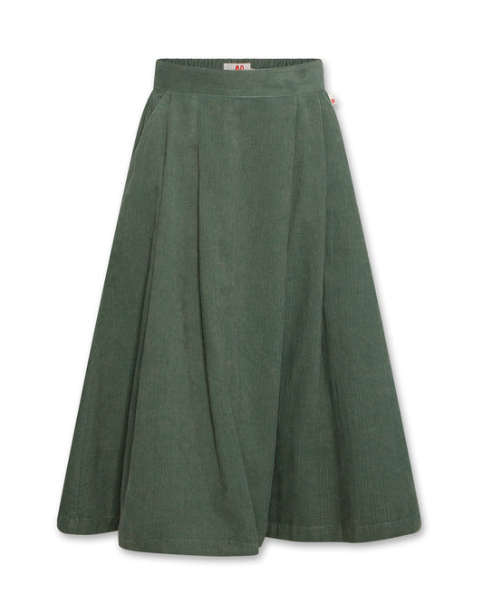 AO76 FOREST GREEN A-LINE MIDI SKIRT