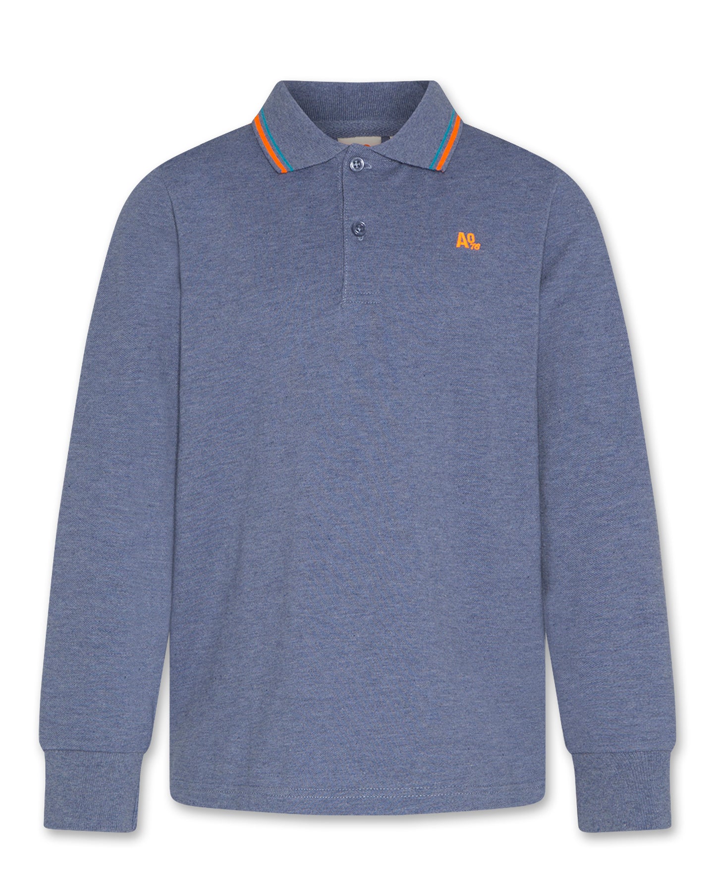 AO76 HEATHER BLUE/ORANGE TRIM POLO SHIRT