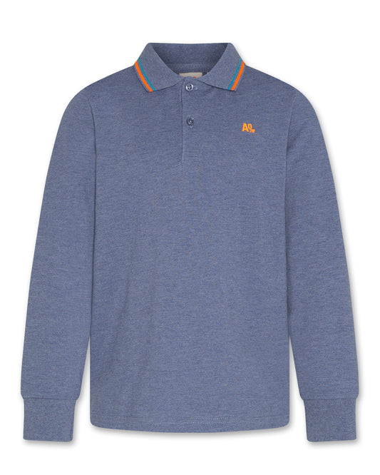AO76 HEATHER BLUE/ORANGE TRIM POLO SHIRT