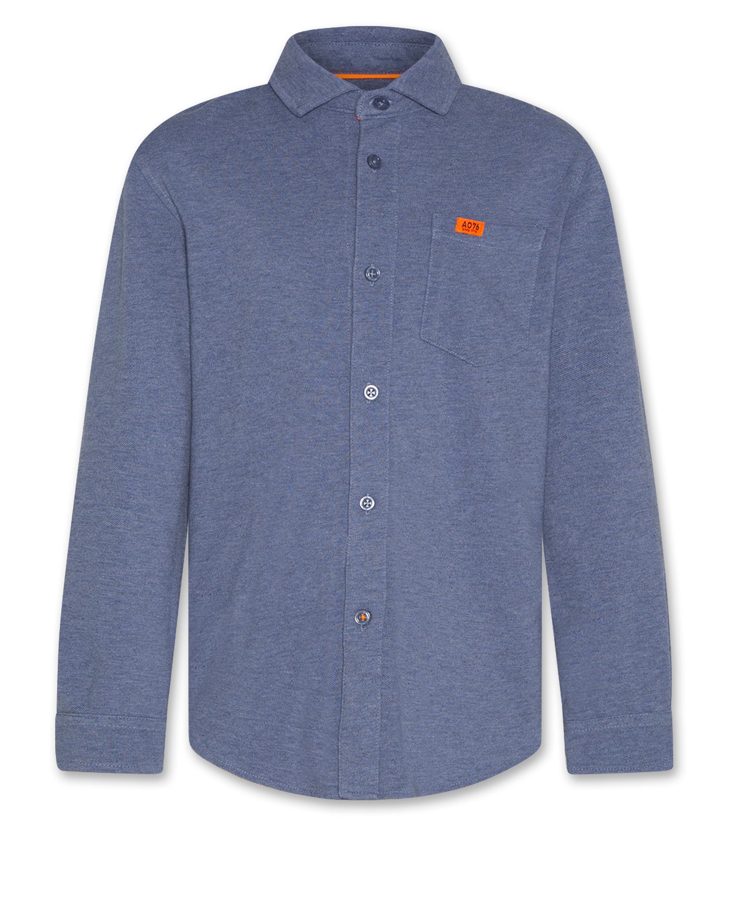 AO76 HEATHER BLUE BUTTON DOWN SHIRT