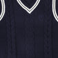 VALENTINA NAVY CABLE KNIT FLOWER VEST