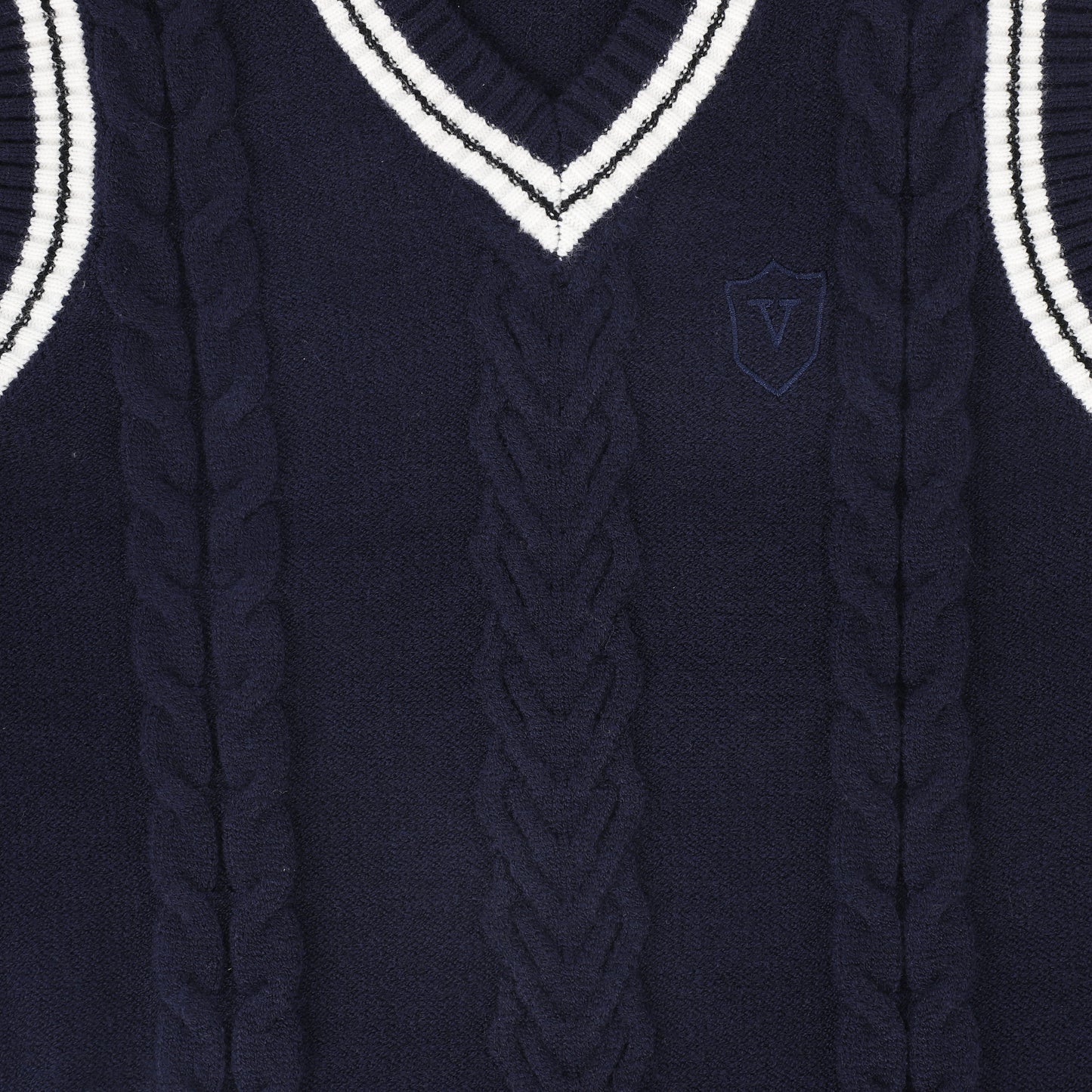 VALENTINA NAVY CABLE KNIT FLOWER VEST
