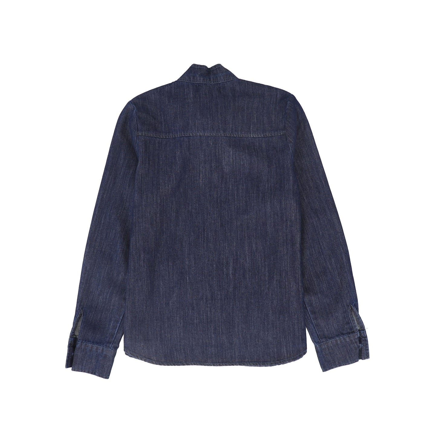 VALENTINA MID BLUE DENIM TIE NECK BLOUSE