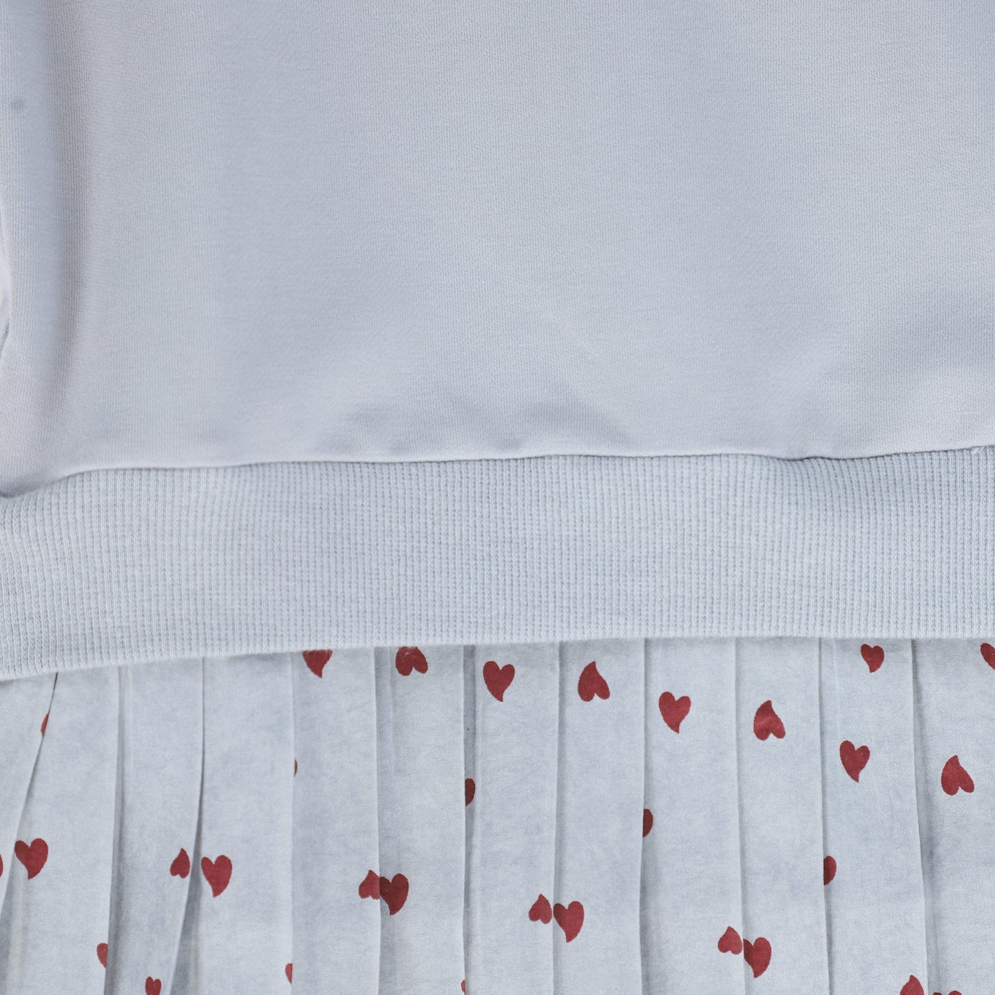 PHIL AND PHOEBE LIGHT BLUE HEART PRINT PLEATED SWEATSHIRT DRESS