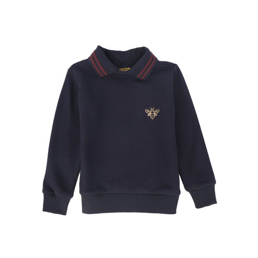 LE BOURDON NAVY BEE EMBROIDERED SWEATSHIRT