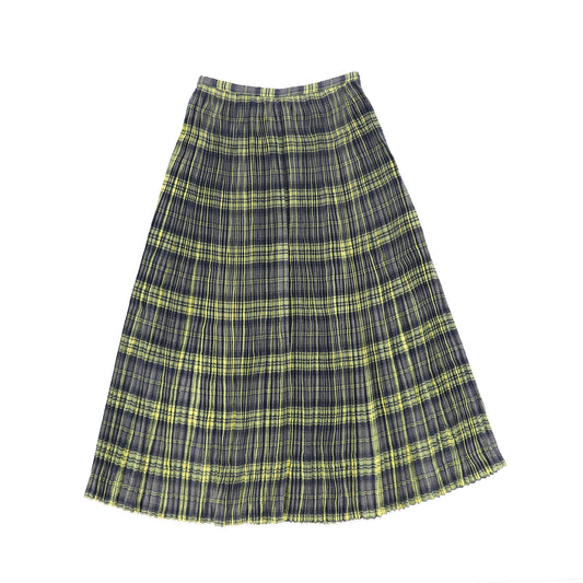 VALENTINA GREY GATHERED PLEAT PLAID MAXI SKIRT