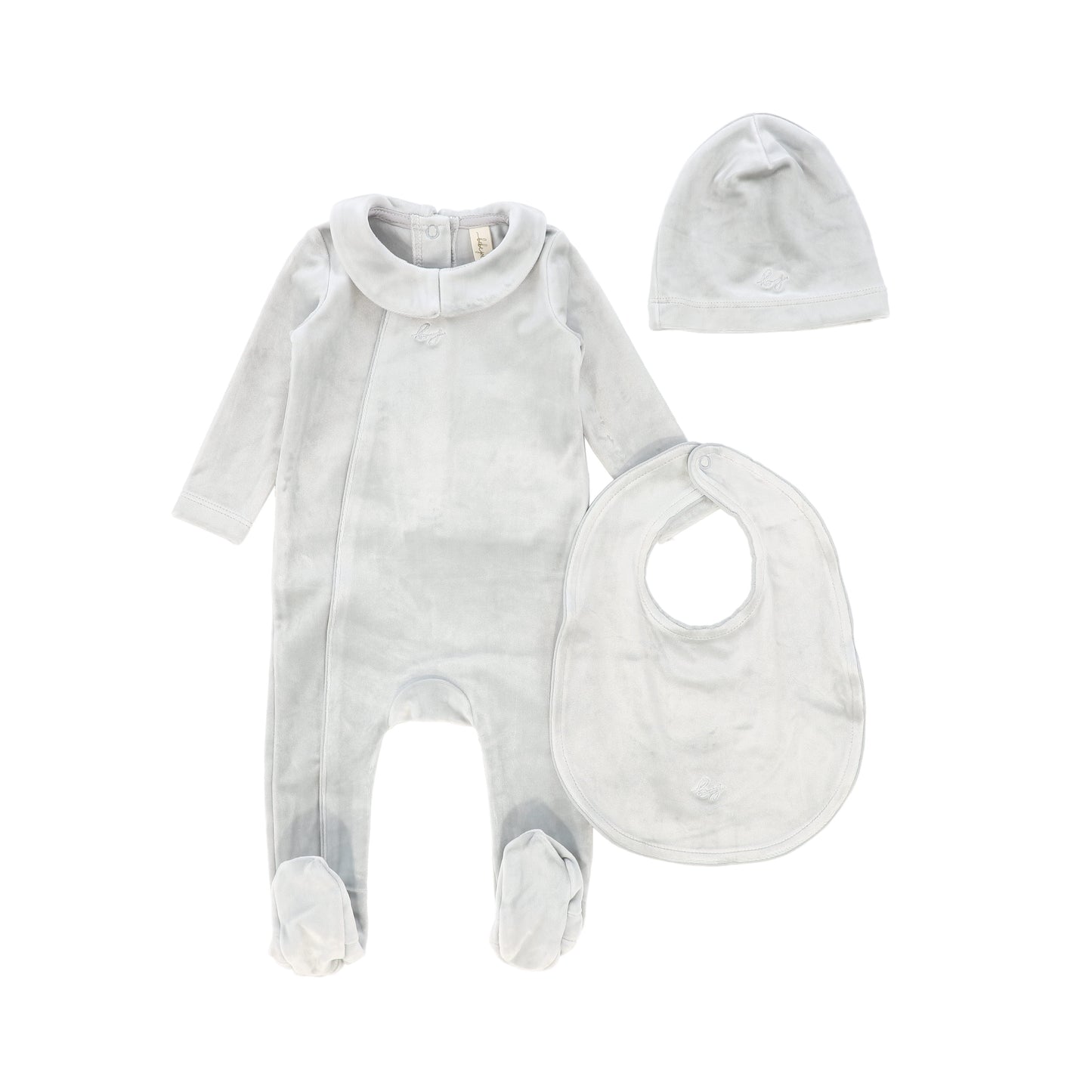 BEBE JOLEE CLOUDY BLUE VELOUR COLLAR FOOTIE