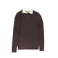LE BOURDON BROWN WIDE RIBBED COLLAR SWEATER