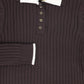 LE BOURDON BROWN WIDE RIBBED COLLAR SWEATER