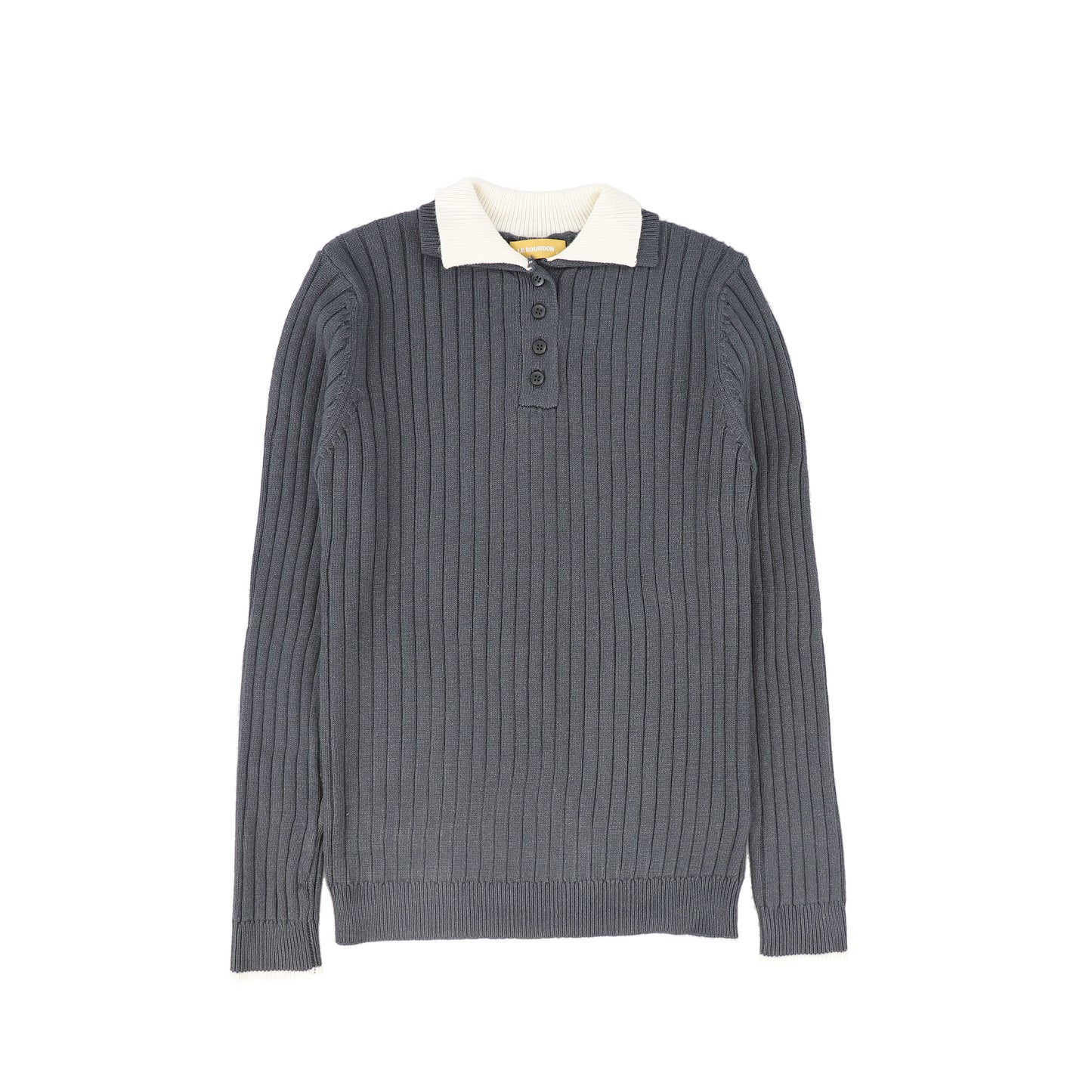 LE BOURDON GREY WIDE RIBBED COLLAR SWEATER