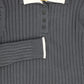 LE BOURDON GREY WIDE RIBBED COLLAR SWEATER