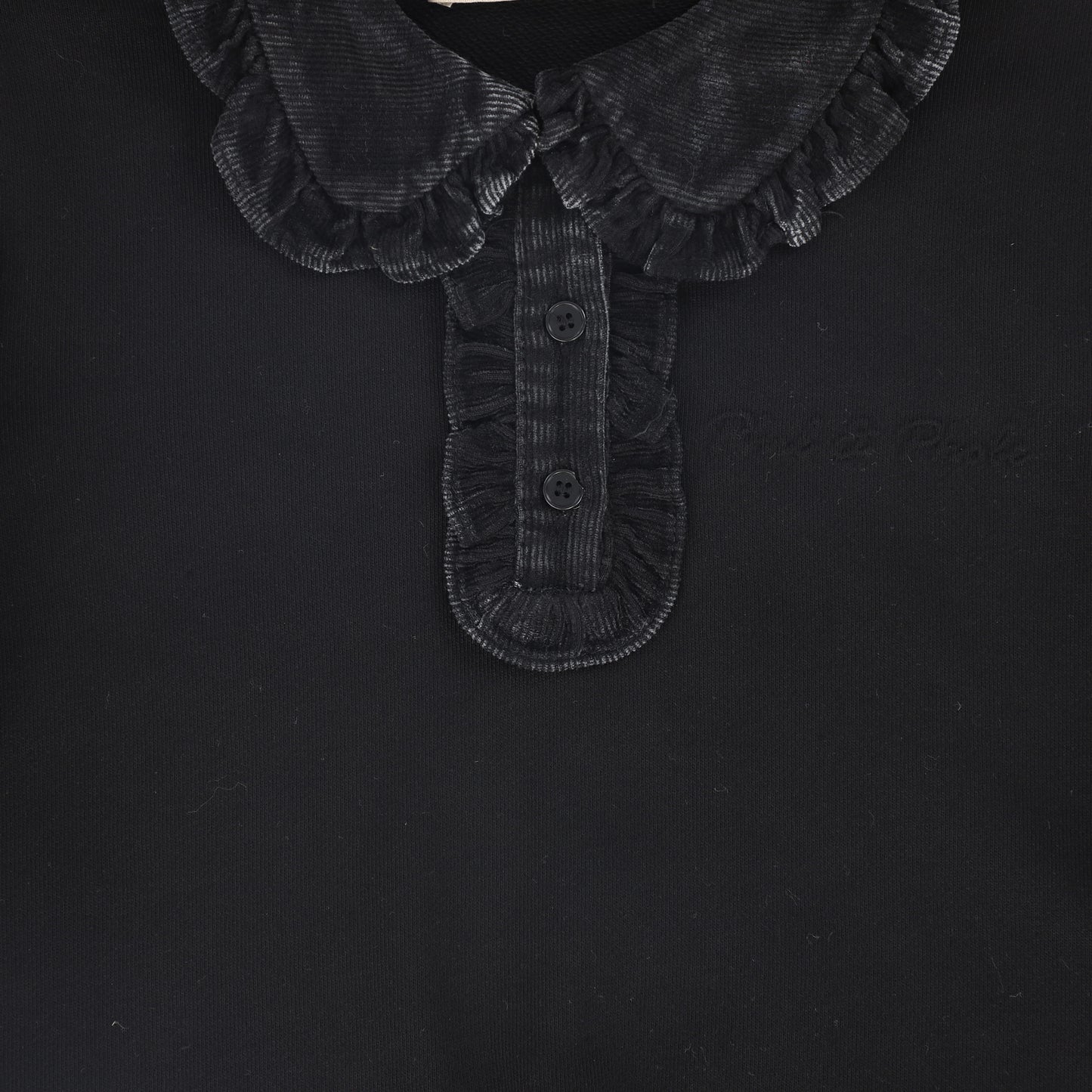 PHIL AND PHOEBE BLACK CORDUROY RUFFLE COLLAR SWEATSHIRT