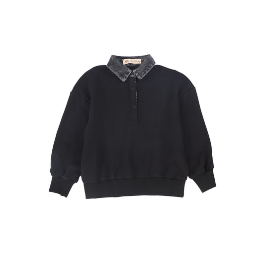 PHIL AND PHOEBE BLACK CORDUROY COLLAR POLO