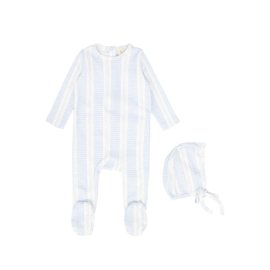 BEBE JOLEE BLUE PATTERN POINTELLE FOOTIE