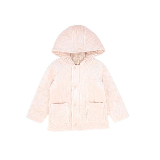 BEBE JOLEE PINK VELOUR QUILTED JACKET