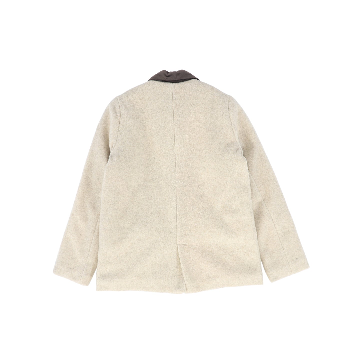 LE BOURDON OATMEAL VELVET COLLAR WOOL COAT