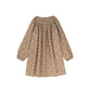 ONE CHILD CAMEL FLORAL PRINT SMOCKED DRESS