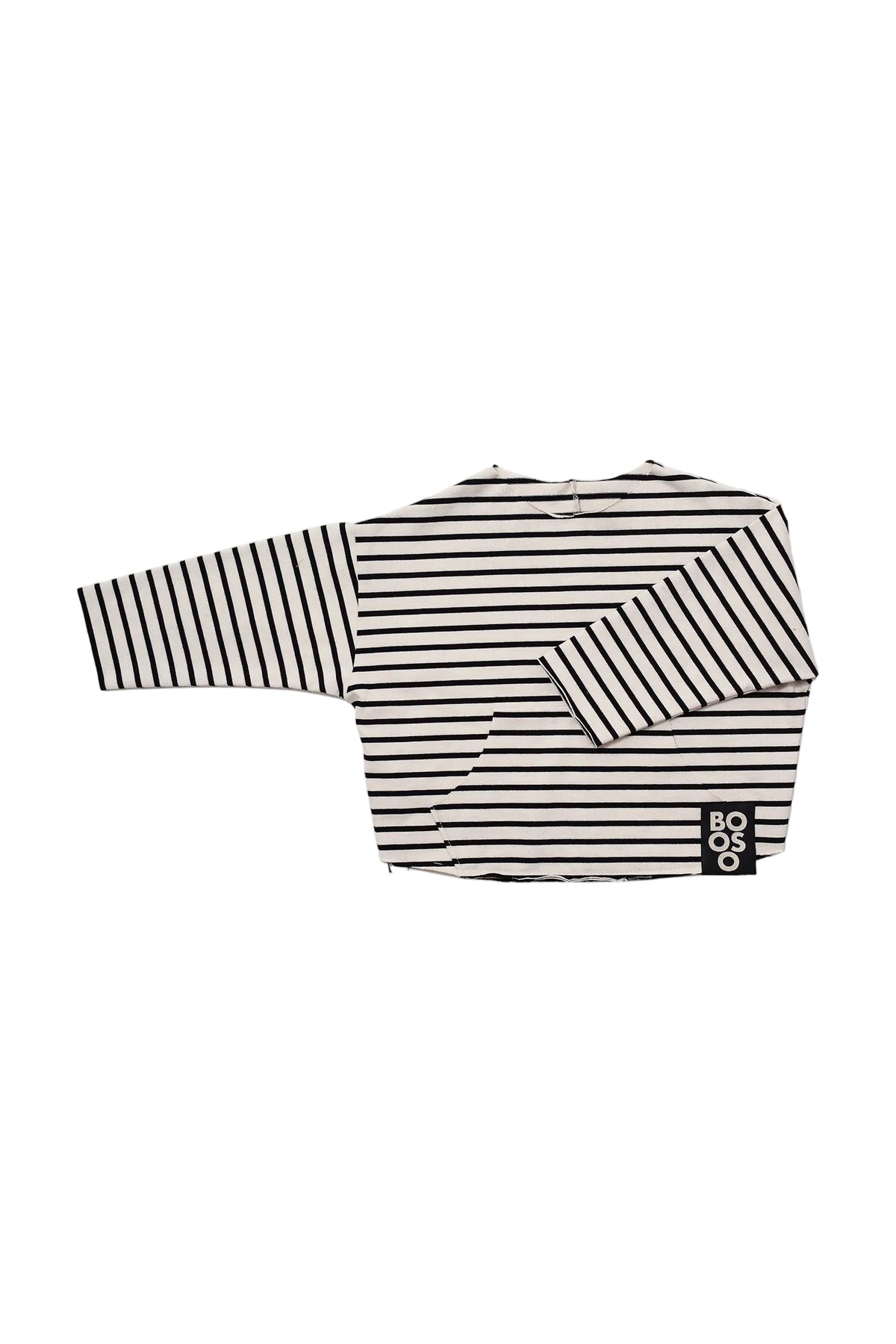 BOOSO ECRU/BLACK STRIPED POCKET SWEATSHIRT