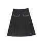 BAMBOO BLACK POCKET PLEATED SKIRT