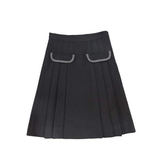 BAMBOO BLACK POCKET PLEATED SKIRT