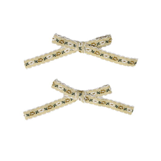 LA ENFANT TAN FLORAL BOW CLIP [Final Sale]