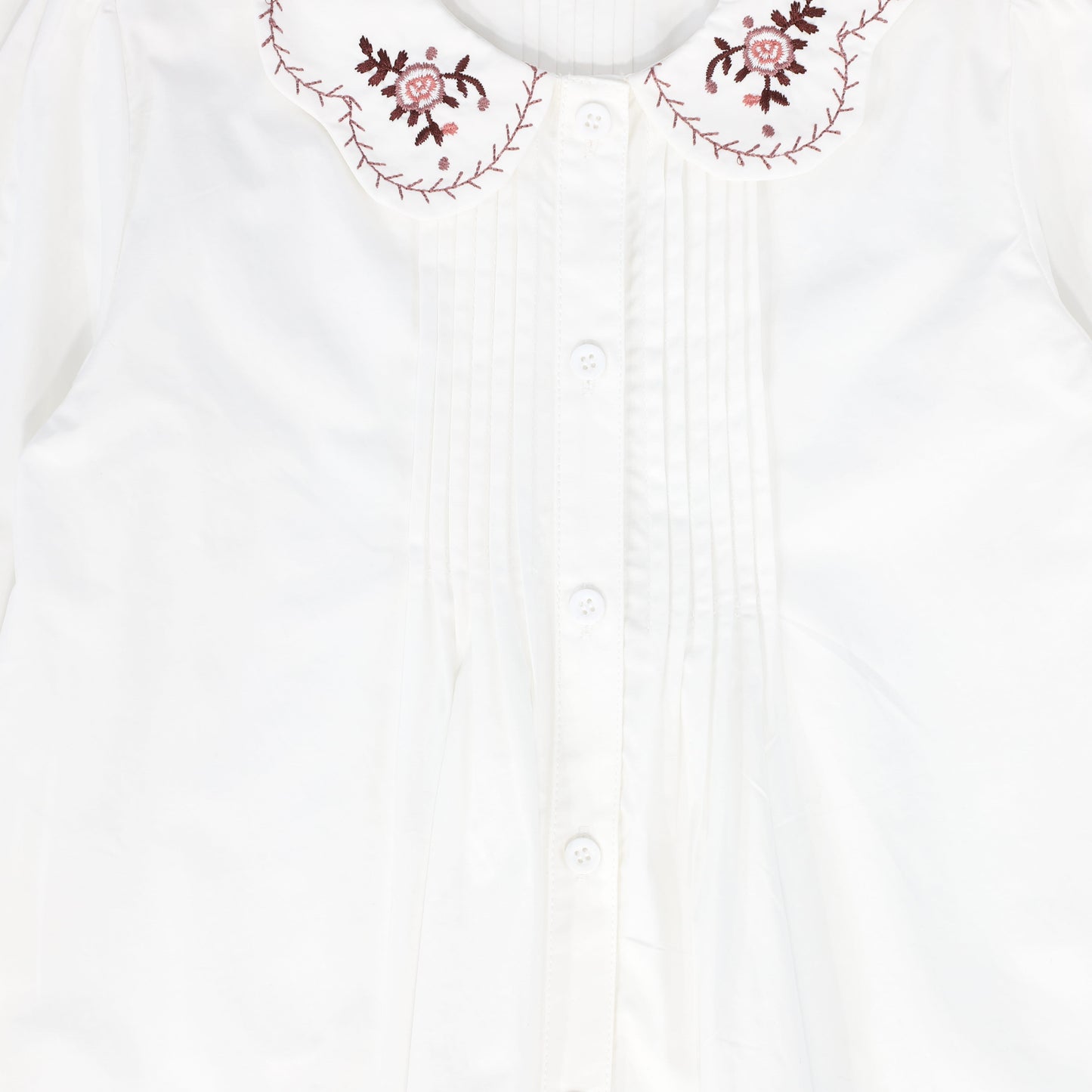 BAMBOO WHITE EMBROIDERED SCALLOP COLLAR BLOUSE