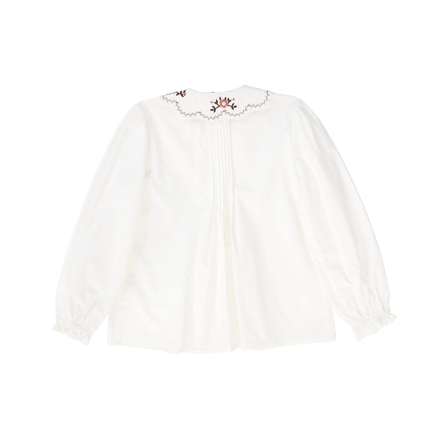 BAMBOO WHITE EMBROIDERED SCALLOP COLLAR BLOUSE